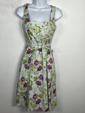 Zinc Sun Dress Sz 7 White Purple Floral Cottagecore Garden Party Prairiecore